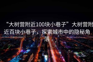 “大樹(shù)營(yíng)附近100塊小巷子”大樹(shù)營(yíng)附近百塊小巷子，探索城市中的隱秘角落