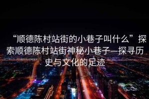 “順德陳村站街的小巷子叫什么”探索順德陳村站街神秘小巷子—探尋歷史與文化的足跡