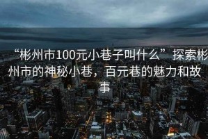 “彬州市100元小巷子叫什么”探索彬州市的神秘小巷，百元巷的魅力和故事