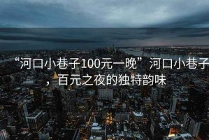 “河口小巷子100元一晚”河口小巷子，百元之夜的獨特韻味
