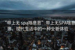 “帶上無(wú) spa啥意思”帶上無(wú)SPA啥意思，現(xiàn)代生活中的一種全新體驗(yàn)