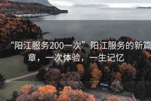 “陽江服務200一次”陽江服務的新篇章，一次體驗，一生記憶