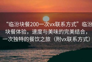 “臨汾塊餐200一次vx聯(lián)系方式”臨汾塊餐體驗(yàn)，速度與美味的完美結(jié)合，一次獨(dú)特的餐飲之旅（附vx聯(lián)系方式）