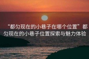 “都勻現(xiàn)在的小巷子在哪個(gè)位置”都勻現(xiàn)在的小巷子位置探索與魅力體驗(yàn)