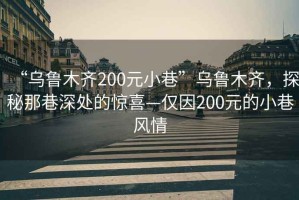 “烏魯木齊200元小巷”烏魯木齊，探秘那巷深處的驚喜—僅因200元的小巷風(fēng)情