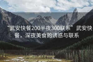 “武安快餐200半夜300聯(lián)系”武安快餐，深夜美食的誘惑與聯(lián)系