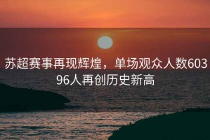 蘇超賽事再現(xiàn)輝煌，單場觀眾人數(shù)60396人再創(chuàng)歷史新高