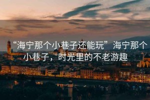 “海寧那個小巷子還能玩”海寧那個小巷子，時光里的不老游趣