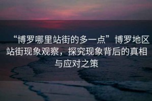 “博羅哪里站街的多一點”博羅地區(qū)站街現(xiàn)象觀察，探究現(xiàn)象背后的真相與應(yīng)對之策