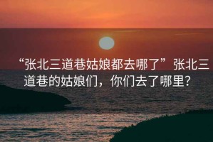 “張北三道巷姑娘都去哪了”張北三道巷的姑娘們，你們?nèi)チ四睦铮? title=