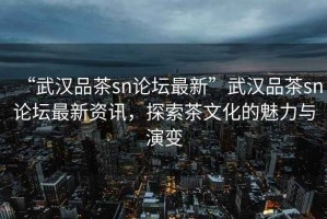 “武漢品茶sn論壇最新”武漢品茶sn論壇最新資訊，探索茶文化的魅力與演變