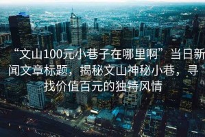 “文山100元小巷子在哪里啊”當(dāng)日新聞文章標(biāo)題，揭秘文山神秘小巷，尋找價(jià)值百元的獨(dú)特風(fēng)情
