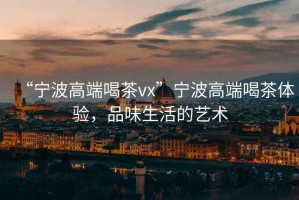 “寧波高端喝茶vx”寧波高端喝茶體驗，品味生活的藝術(shù)
