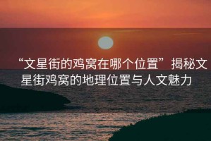 “文星街的雞窩在哪個位置”揭秘文星街雞窩的地理位置與人文魅力
