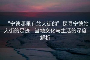 “寧德哪里有站大街的”探尋寧德站大街的足跡—當?shù)匚幕c生活的深度解析