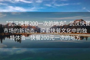 “武漢快餐200一次的地方”武漢快餐市場的新動態(tài)，探索快餐文化中的獨特體驗—快餐200元一次的地方