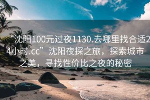 “沈陽100元過夜1130.去哪里找合適24小時(shí).cc”沈陽夜探之旅，探索城市之美，尋找性價(jià)比之夜的秘密