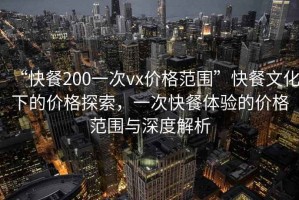 “快餐200一次vx價格范圍”快餐文化下的價格探索，一次快餐體驗的價格范圍與深度解析