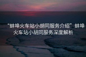“蚌埠火車站小胡同服務介紹”蚌埠火車站小胡同服務深度解析