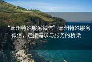 “亳州特殊服務(wù)微信”亳州特殊服務(wù)微信，連接需求與服務(wù)的橋梁