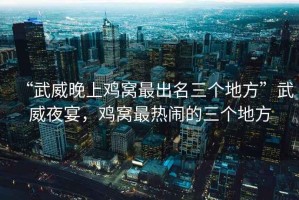“武威晚上雞窩最出名三個地方”武威夜宴，雞窩最熱鬧的三個地方