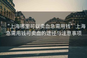 “上海哪里可以賣血急需用錢”上海急需用錢可賣血的途徑與注意事項