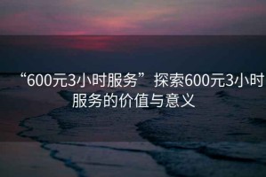“600元3小時服務(wù)”探索600元3小時服務(wù)的價值與意義