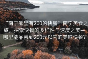 “南寧哪里有200的快餐”南寧美食之旅，探索快餐的多樣性與速度之美—哪里能品嘗到200元以內(nèi)的美味快餐？