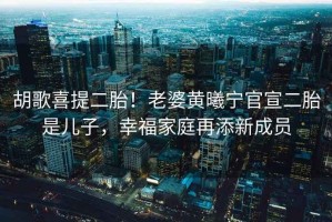 胡歌喜提二胎！老婆黃曦寧官宣二胎是兒子，幸福家庭再添新成員