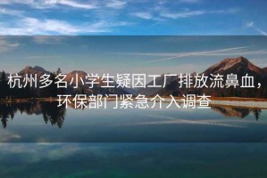 杭州多名小學(xué)生疑因工廠排放流鼻血，環(huán)保部門緊急介入調(diào)查