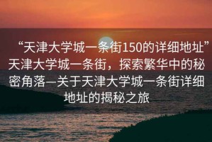 “天津大學(xué)城一條街150的詳細(xì)地址”天津大學(xué)城一條街，探索繁華中的秘密角落—關(guān)于天津大學(xué)城一條街詳細(xì)地址的揭秘之旅