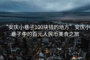“安慶小巷子100塊錢的地方”安慶小巷子中的百元人民幣美食之旅