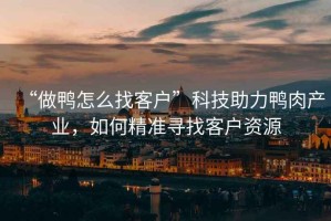 “做鴨怎么找客戶”科技助力鴨肉產(chǎn)業(yè)，如何精準尋找客戶資源