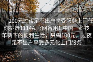 “100元過夜足不出戶享受服務上門任你挑選1114A.官網(wǎng)備用1.中國”科技革新下的便利生活，只需100元，過夜足不出戶享受多元化上門服務