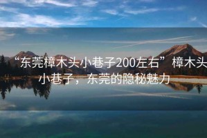 “東莞樟木頭小巷子200左右”樟木頭小巷子，東莞的隱秘魅力