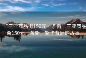 “三亞商品街150元一條街”三亞商品街150元一條街，繁華背后的故事