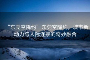 “東莞空降約”東莞空降約，城市新動(dòng)力與人際連接的奇妙融合