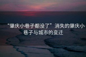 “肇慶小巷子都沒(méi)了”消失的肇慶小巷子與城市的變遷