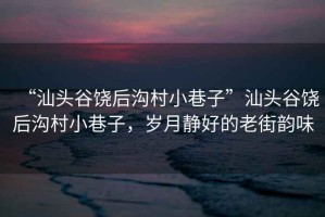 “汕頭谷饒后溝村小巷子”汕頭谷饒后溝村小巷子，歲月靜好的老街韻味