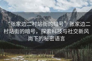 “張家邊二村站街的暗號”張家邊二村站街的暗號，探索科技與社交新風(fēng)尚下的秘密語言