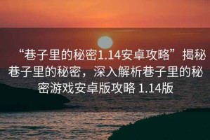 “巷子里的秘密1.14安卓攻略”揭秘巷子里的秘密，深入解析巷子里的秘密游戲安卓版攻略 1.14版