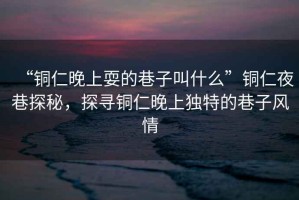 “銅仁晚上耍的巷子叫什么”銅仁夜巷探秘，探尋銅仁晚上獨(dú)特的巷子風(fēng)情