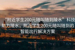 “附近學生200元隨叫隨到陵水”科技助力陵水，附近學生200元隨叫隨到的智能出行解決方案