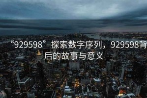 “929598”探索數(shù)字序列，929598背后的故事與意義