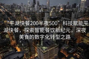 “平湖快餐200半夜500”科技賦能平湖快餐，探索智能餐飲新紀(jì)元，深夜美食的數(shù)字化轉(zhuǎn)型之路