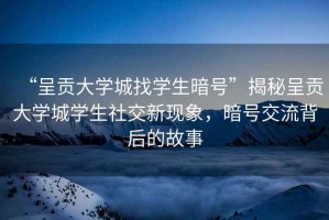 “呈貢大學(xué)城找學(xué)生暗號(hào)”揭秘呈貢大學(xué)城學(xué)生社交新現(xiàn)象，暗號(hào)交流背后的故事