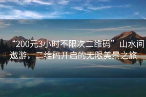 “200元3小時不限次二維碼”山水間遨游，二維碼開啟的無限美景之旅