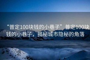 “普定100塊錢的小巷子”普定100塊錢的小巷子，揭秘城市隱秘的角落