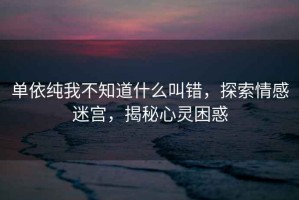 單依純我不知道什么叫錯(cuò)，探索情感迷宮，揭秘心靈困惑