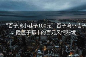 “百子灣小巷子100元”百子灣小巷子，隱匿于都市的百元風(fēng)情秘境